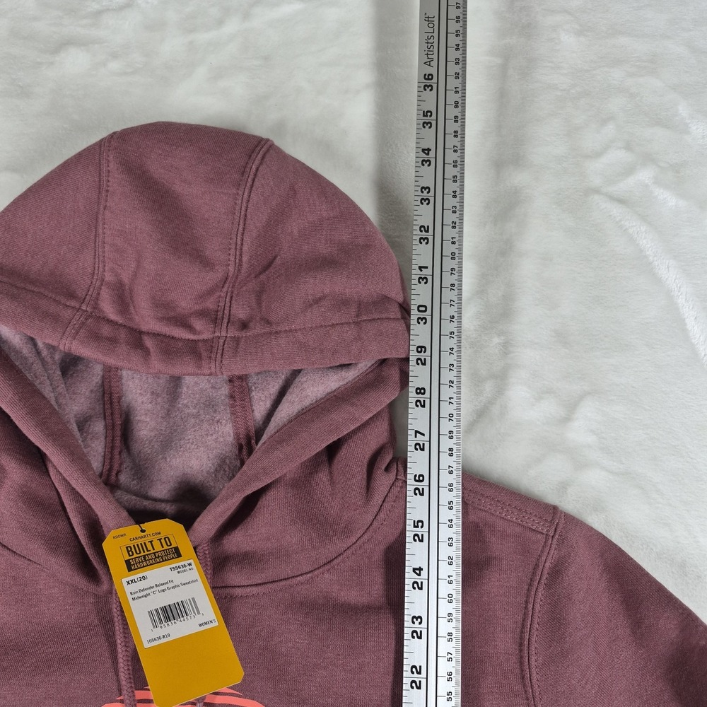 Carhartt Rain Defender Relaxed Fit Hoodie Women's 2XL XXL Red Midweight "C" NWT - Picture 3 of 8